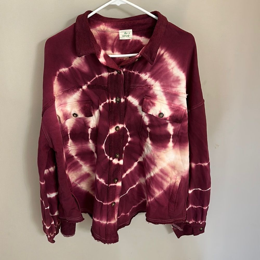 NWOT Blue Buttercup Tie Dye Button Down Sweatshirt Jacket